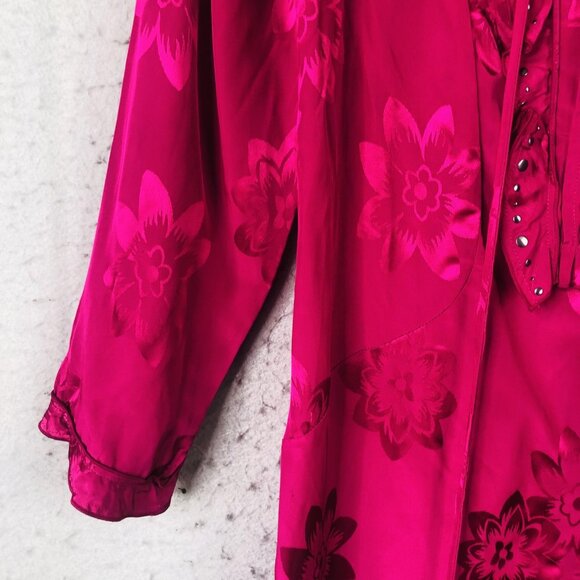 Coach 1941 Dress Womens 0 Fuchsia Ruffle Studded Floral Jacquard Viscose 232843 - Picture 13 of 16